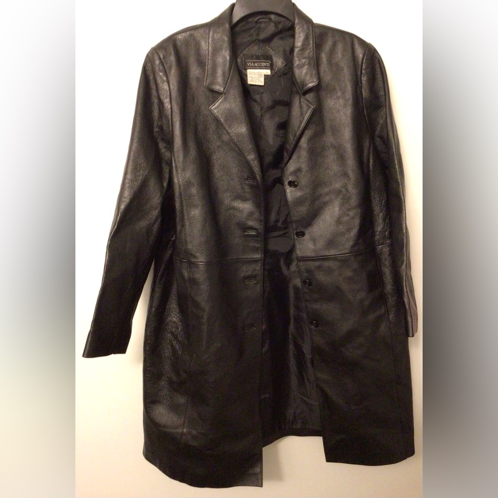Vintage EUC Via Accenti button down Leather lined Jacket SIZE m